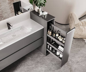 Giá rẻ tùy chỉnh kích thước nhỏ góc lưu trữ Vanity với rửa lưu vực một mảnh gỗ Tủ gương kệ bên trong cho mặc quần áo trang điểm - Product Image 4