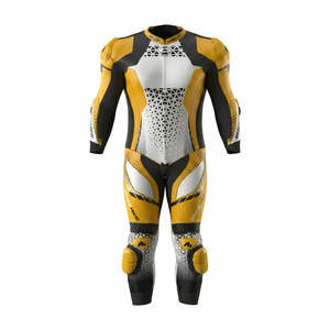 Combinaison de course MotoCP unisexe en cuir pleine fleur de qualité supérieure, une pièce, pour les journées sur circuit, avec protections, grandes tailles, homologuée CE, imperméable - Product Image 1