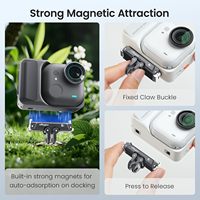 Supporto Magnetico a Sgancio Rapido AMagisn per Insta360 GO, Base in Lega di Alluminio Ultra con Filettatura 1/4", Doppia Artiglio Anti-Vibrazione e Anti-Graffio per Fotocamera