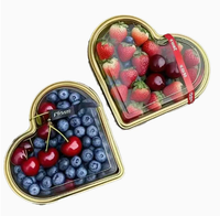 Boîte d'emballage alimentaire jetable en PET doré pour sushi, gâteau, chocolat, salade, sandwich, plateau en forme de cœur avec couvercle, à emporter, marque Bingo