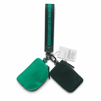 Pochette chic en cuir à double compartiment avec dragonne, porte-monnaie double, porte-clés et bandoulière en tissu tressé – Entrepôt USA
