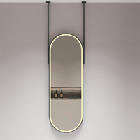 Miroir de salle de bain moderne à LED avec fonction loupe sable haut vers le bas, forme rectangle, verres lumineux en aluminium pour hôtels