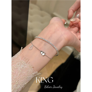 สร้อยข้อมือคิงซิลเวอร์กัวร์ เงินแท้ 925 ประดับคริสตัลไรน์สโตน สำหรับผู้หญิง สวมใส่ได้ทุกวัน - Product Image 4