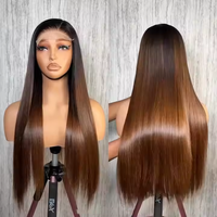 Perruque Lace Front HD Transparente 13x6 en Cheveux Humains 100% Naturels, Couleur Brun Miel, Lisse Comme un Fil, Pré-Pluckée pour Femme