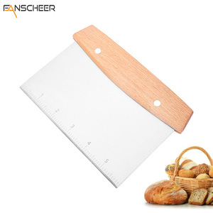 Stainless Steel Dough Scraper With Scale Beechwood Handle Baking Tool - Product Image 5