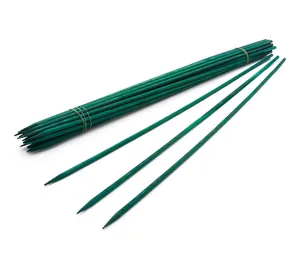 wholesale funny sturdy 12in green bamboo plant stakes and wooden sign posting garden sticks for floral plant support