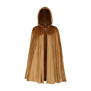 Kalın kadınlar geyik süet tek düğme pelerin tasarımcı kadın Vintage kapşonlu katı cadılar bayramı ortaçağ uzun pelerin paltolar - Product Image 5