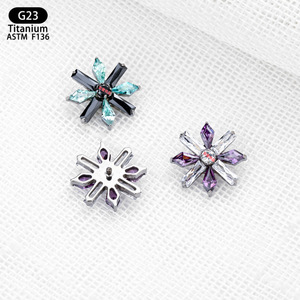 <b>Titanium</b> Snowflake Ear <b>Studs</b> 10.9mm Zircon Inlay Cross Border Jewelry - Product Image 4