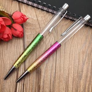 Stylo bille créatif flottant DIY en métal vide, recharge Parker, encre noire/bleue, design pailleté coloré - Product Image 4