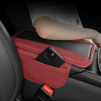 Coussin d'accoudoir de console centrale en cuir carbone, coussin d'accoudoir de voiture avec poche latérale de rangement ergonomique, pour BMW Toyota Honda