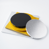 PACKINWAY Gold Plateau à gâteau en carton ondulé de 14 pouces, 12 mm d'épaisseur, bord gaufré, biodégradable, jetable, matériaux recyclés