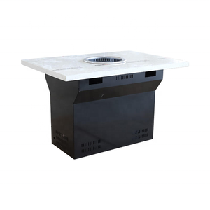 Parrilla de barbacoa coreana comercial mesa de comida rápida sin humo Rectangular Metal Shabu olla caliente mesa de comedor para restaurante Hotel - Product Image 2