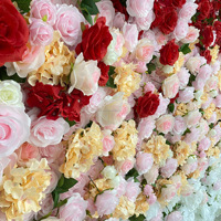 NINI Rote Moderne Umweltfreundliche Blumenwand 3D5D Rollstoff Künstliche Seidenrosen-Blumenwand-Paneel Hintergrund Hochzeitsdekoration