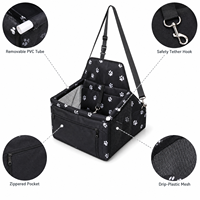 Siège auto surélevé pour petits chiens et chats, lit de voiture portable pour animaux de compagnie, sangle de sécurité, cadre en PVC amovible, tissu Oxford pliable, 7,5 kg