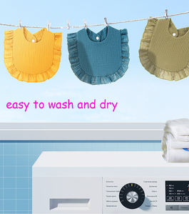 Bib Bayi Muslin Katun Organik Ramah Lingkungan Dapat Dicuci Kancing Tekan Polos Berumbai Bayi Perempuan Laki-laki Mengunyah dan Mengeluarkan Air Liur - Product Image 6