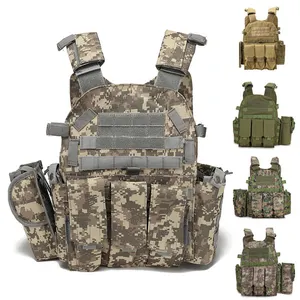 Gujia Waterproof Oxford Tactical Equipment Outfit Engrenagem Defesa Personalizado Xxl Camo Multicam Molle Placa Transportadora Tactical Vest