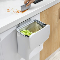 Poubelle coulissante murale avec porte d'armoire Poubelle à ustensiles de cuisine et de salle de bain en plastique PP avec couvercle pour le stockage et la glace