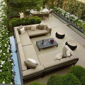 Outdoor Sofa and Coffee Table Set for Courtyards and Villas; Waterproof and Sun-Resistant Aluminum Leisure <b>Chairs</b> for Sales - Product Image 4