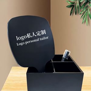 Handheld Skin-friendly Makeup <b>Mirror</b> Single-Sided Plastic Handle Black Frame <b>Square</b> Shape Custom Logo - Product Image 5