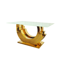 Table de réception en acier inoxydable doré de haute qualité, décoration de table à gâteau, décoration de fête de mariage, verre trempé