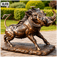 Sculpture en bronze grandeur nature de sanglier sauvage BSA, statue réaliste de sanglier coulé à la main pour zoo, jardin de villa et site touristique
