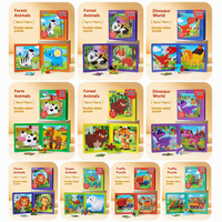 Buku Puzzle Kardus untuk Anak, Mainan Jigsaw 10 Tema, Aktivitas Perjalanan, Permainan Edukasi Montessori