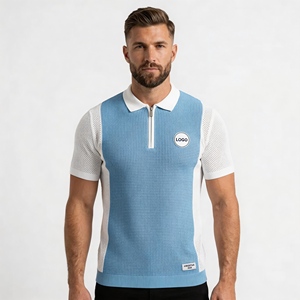 Suéteres Personalizados BSCI/WRAP para Hombre, Estilo Argentino, Tejido Waffle, <span class=keywords><strong>Jersey</strong></span> de Fútbol de <span class=keywords><strong>Punto</strong></span> Calado, 100% Algodón, Polo de Manga Corta - Product Image 2