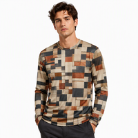 T-shirt à manches longues 3D AOP 100% Polyester Séchage rapide Col rond Motifs rouille Décontracté Automne Vente en gros Prêt à expédier OEM ODM
