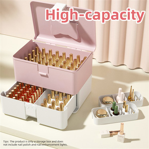 Double Layer Plastic Nail <b>Storage</b> <b>Box</b> Multifunctional Manicure <b>Tool</b> Case for Nail Lamp Glue Supplies Home Organizer Kit - Product Image 3