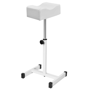 Tabouret de table à ongles blanc réglable avec repose-pieds en métal pour salon de beauté - Product Image 1
