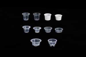 Đường kính tùy chỉnh phi 62mm dùng một lần <span class=keywords><strong>PP</strong></span> trắng đáy phẳng ly nhựa cho sữa chua bánh pudding nếm bao bì thực phẩm ly - Product Image 3