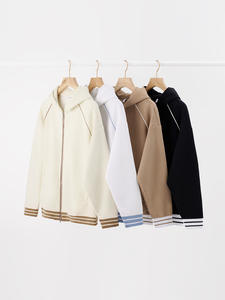 380g nouveau poids lourd Style américain fermeture éclair à capuche Baseball sweat couleur unie automne basique Couple Baseball veste - Product Image 4