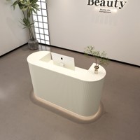 Petit comptoir de caisse en MDF avec rangement, bureau de réception minimaliste moderne et incurvé pour salon de beauté et magasin de vêtements