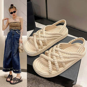 Ciabatte a spina <span class=keywords><strong>di</strong></span> pesce da donna, alla moda, con suola spessa, ciabatte floreali grandi da donna - Product Image 2