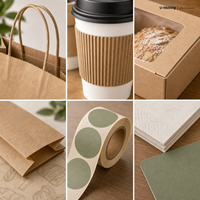 Kit d'emballage personnalisé pour café et boulangerie avec sac en papier, manchon pour gobelet, boîte à pâtisserie, pochette, autocollant, serviette, carte, boîte cadeau en gros