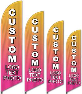 Drapeaux publicitaires personnalisés - Utilisation extérieure pour entreprises, double face, texte et logo personnalisés, signalisation ouverte (1,6x6,6 pieds) - Product Image 1