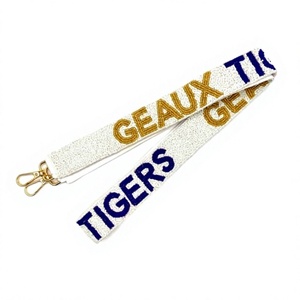 สายสะพายกระเป๋าแบบวินเทจ CRYSTAL CRAFT GEAUX TIGERS พร้อมดีไซน์ลูกปัดรักษ์โลกและตะขอทองสำหรับกระเป๋าถือ - Product Image 1