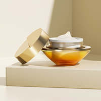 Emballage de soins de la peau vide mat de 30ml 50ml personnalisé pots cosmétiques en verre dépoli uniques de luxe pot de crème pour le visage en forme d'ovni