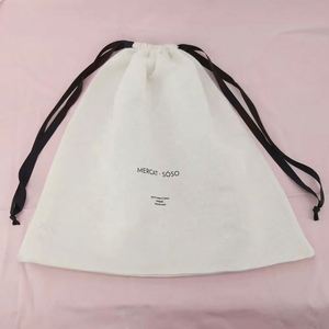 Sac de shopping promotionnel en coton et lin, grand format, imprimé avec logo personnalisé, sac de rangement solide réutilisable en mousseline pour chaussures et sous-vêtements - Product Image 3