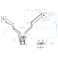 Support de moniteur à double bras RVB de qualité supérieure Solutions personnalisables directes d'usine pour écrans de 17 à 35 pouces Hauteur réglable 90 degrés