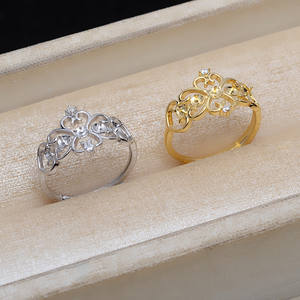 S925 Silver <b>Open</b> <b>Ring</b> Adjustable Flap 5-Bead Pearl Holder 3.5-4mm Pearl Accessories Empty Holder Jewelry Findings Components - Product Image 2