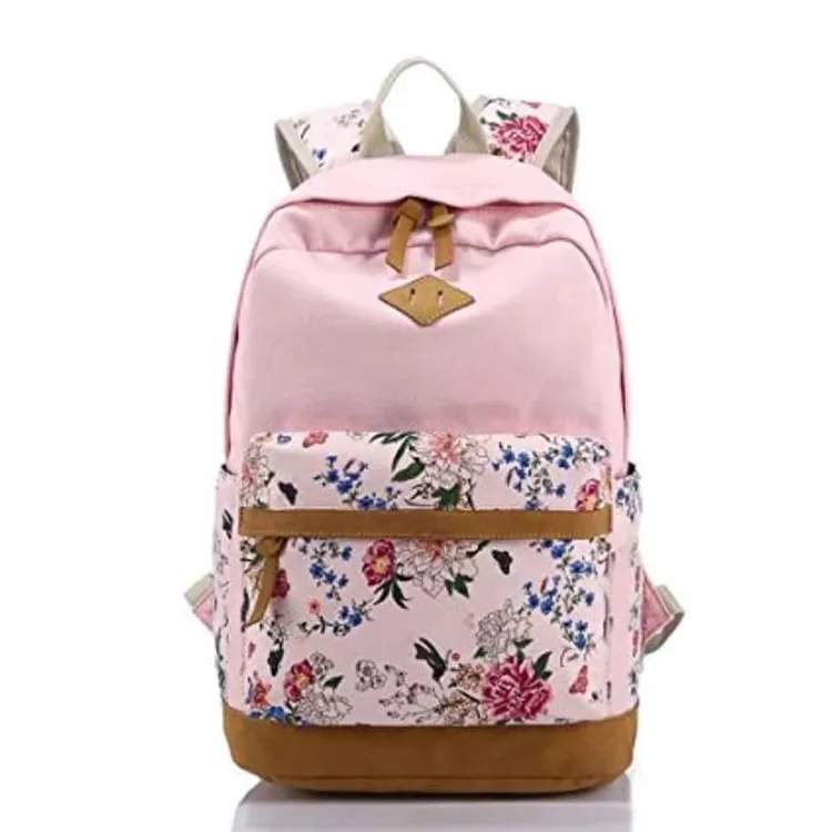 Neues Design Casual Floral Canvas Rucksack Bookbag, Bücher taschen für Frauen, benutzer definierte Schult asche für Reisen Wasserdichte Polyester Mädchen