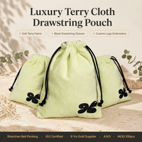 Sac à cordon en tissu éponge imprimé avec logo personnalisé, sac cadeau cosmétique, sac de luxe en tissu éponge pour chaussures et vêtements