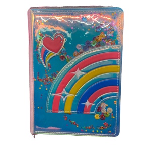 Quaderno A5 con copertina rigida in pelle, motivo Sole, Arcobaleno e Nuvole, con cucitura a filo, per appunti di studio di ragazzi e ragazze, utilizzabile come agenda/organizer. - Product Image 1