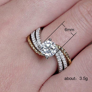 Anello da Donna Bicolore con Pietre Scintillanti Stile Pavé, Gioiello Creativo alla Moda - Product Image 5