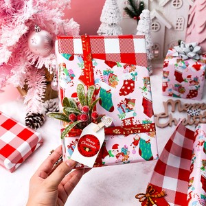 Christmas Stocking Pattern Gift Wrapping Paper Double-Sided Coated Art Paper for Holiday Packaging - Product Image 2