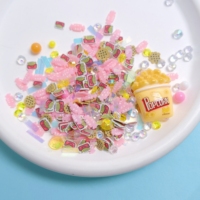 1 sac d'accessoires personnalisés en résine, tranches de pop-corn, biscuits, bonbons, paillettes en argile polymère, pour scrapbooking, nail art, DIY, remplissage de slime cristallin