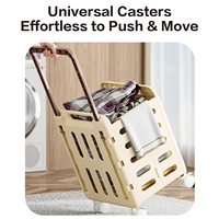 Chariot à linge roulant avec roues, grande capacité, panier à linge pliable avec ventilation ajourée pour chambre et salle de bain