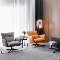 Fauteuil inclinable de salon en cuir de style italien/nordique à dossier haut pour hôtel, avec structure en bois massif, pour usage commercial