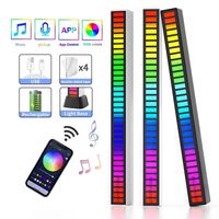 Lampe de bureau à LED RGB 16/32 couleurs, activée par la voix, avec contrôle sonore, éclairage ambiant rythmique, alimentée par batterie/prise secteur